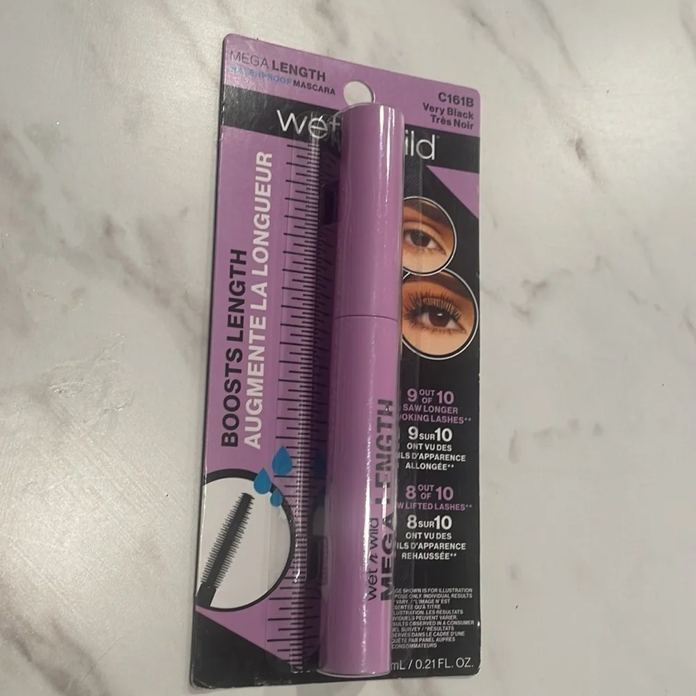 Wet n Wild Mascara Very Black Mega Length Waterproof makeup New Size .21fl. Oz.